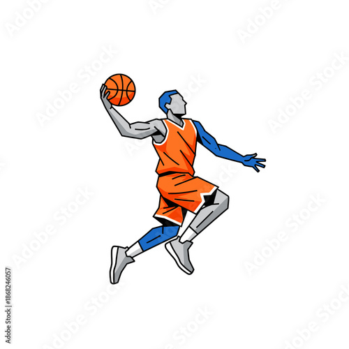 Dynamic illustration of a basketball player executing a jump shot with precision and style