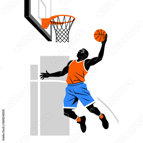 Dynamic basketball action silhouette featuring an athlete's precision and sportsmanship  displayed