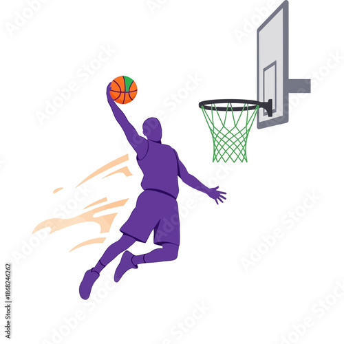 Dynamic basketball player executing a jump shot with skill and precision for sport