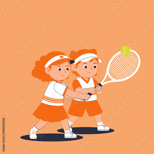 Young tennis players engaged in a friendly game showcasing teamwork and sportsmanship