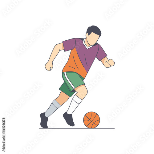 Basketball player dribbling vector illustration sport activity athletic competition skillfully