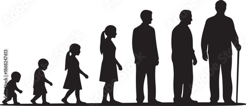 Family Silhouette Across Different Life Stages Together