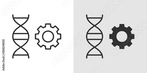 Genetic Engineering Icon representing DNA modification, biotechnology, scientific research, and innovation.