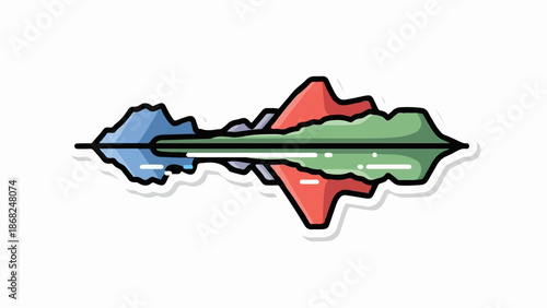 Abstract sound wave with vibrant colors reflected on a calm surface