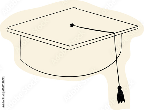 Graduate hat doodle hand drawn. Education college student success diploma drawing.