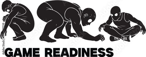 Athletes in Various Game Readiness Positions Silhouette