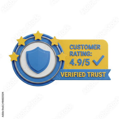 High customer rating 4.9/5 verified trust badge with shield