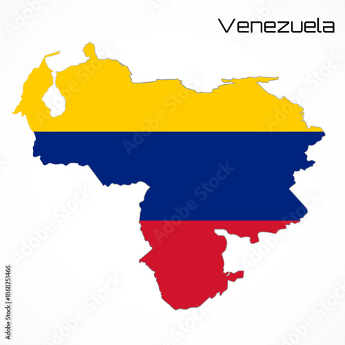Venezuela map flag isolated on white background. Vector illustration