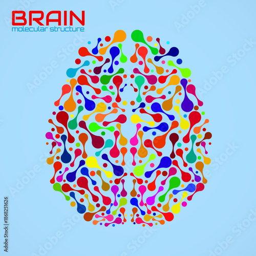 Human brain of molecular structure, idea for your design, vector illustration
