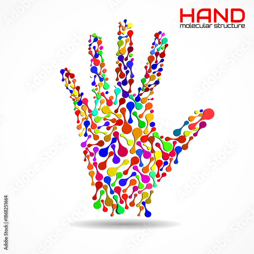 Hand of molecular structure, idea for your design, vector illustration