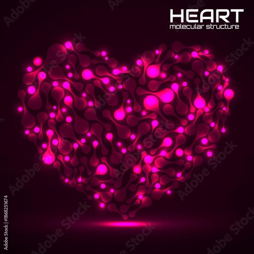 Heart of molecular structure, idea for your design, vector illustration