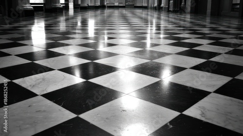 Polished checkerboard floor