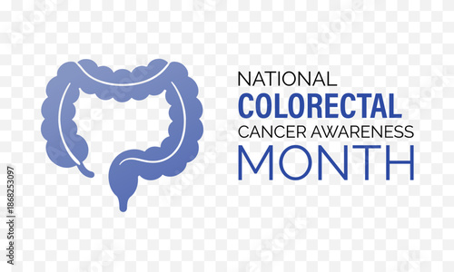 Vector graphic of Colorectal Cancer Awareness Month vector artwork, highlighting annual observance in March. Dark blue Realistic ribbon. In some cases, it is called colon cancer, Banner design.