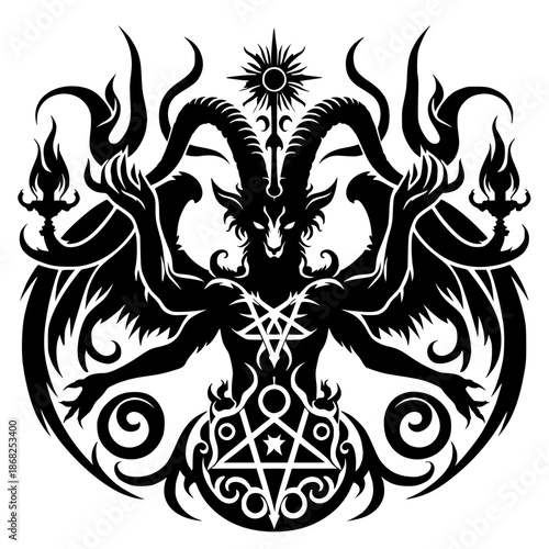 Silhouette of the statue of Baphomet