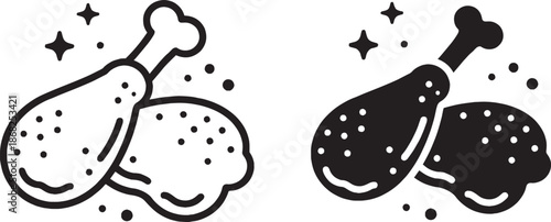 Chicken leg icon art Illustrations. premium line icons