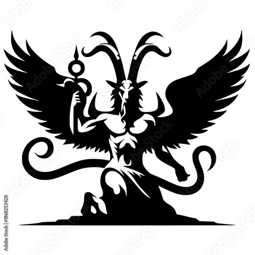 Silhouette of the statue of Baphomet