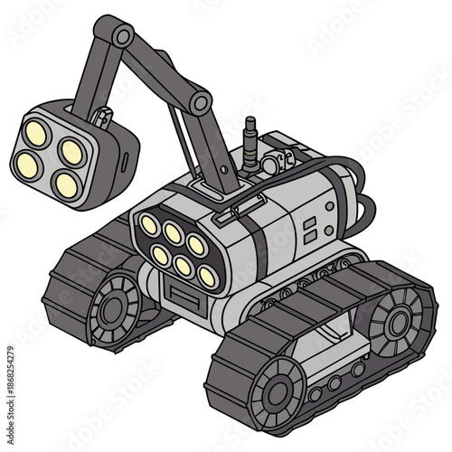 Deep Sea Mining Robot Vehicle Concept for Futuristic Underwater Resource Extraction Vector