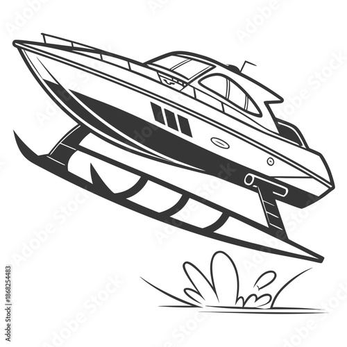 Futuristic Electric Hydrofoil Boat for High-Speed Travel, Sustainable Marine Transportation Technology with Aerodynamic Design