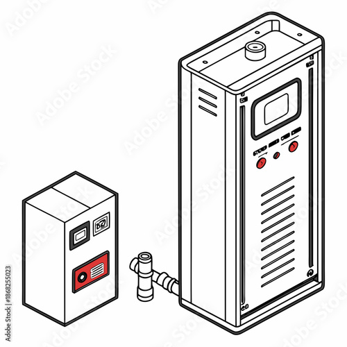 Integrated Marine Fire Suppression System Technology Module for Ships, Automated Safety and Firefighting Equipment Illustration