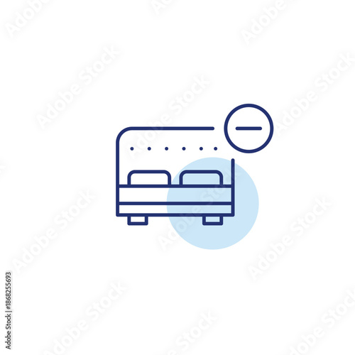 Double bed and minus. Room unavailable, booking cancelled. Pixel perfect, editable stroke vector icon