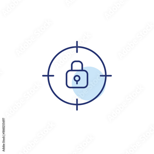 Lock in target. Secure data access, protected privacy. Restricted access. Pixel perfect, editable stroke vector icon