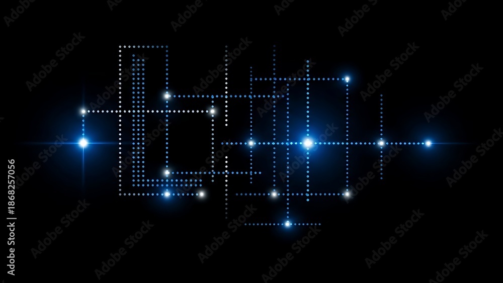 Fototapeta premium Abstract digital network visualization with glowing blue nodes and grid lines