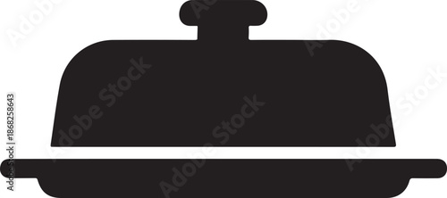 Black silhouette of a butter dish on a serving tray
