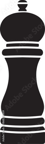 Classic Pepper Grinder Icon in Black and White Illustration