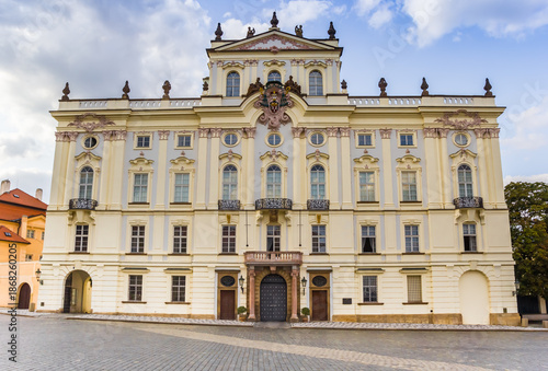 Obraz na płótnie Front facade of the Archbishop Palace on the castle square in Prague, Czechia