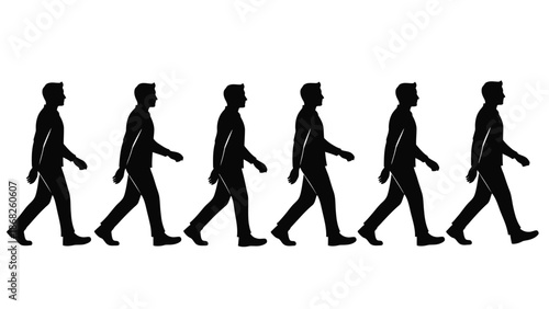 A series of silhouettes depicting the stages of a human walking cycle