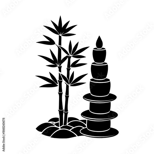 zen stones and bamboo