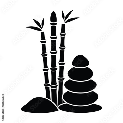 zen stones and bamboo
