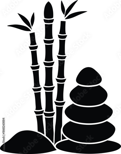 zen stones and bamboo