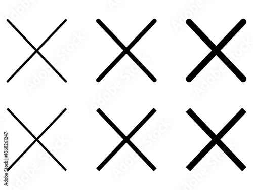 Modern Flat Close Remove Mark Icon Set for UI Design