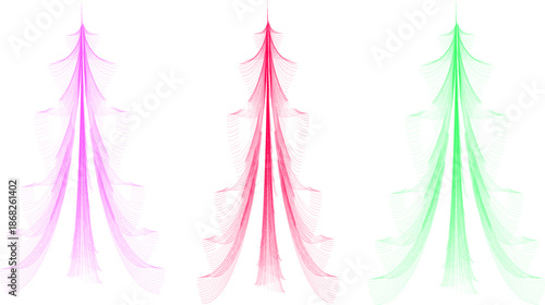 Colorful fir tree branch silhouettes isolated on