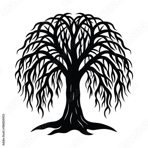 black and white vector illustration of tree
