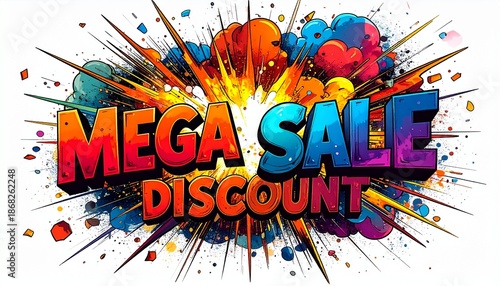 Vibrant comic-style blast announcing a grand retail markdown event and special savings