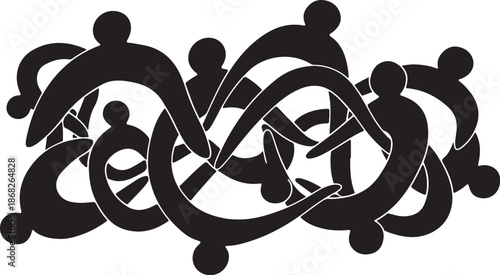 Interconnected People Silhouettes in Unity and Support