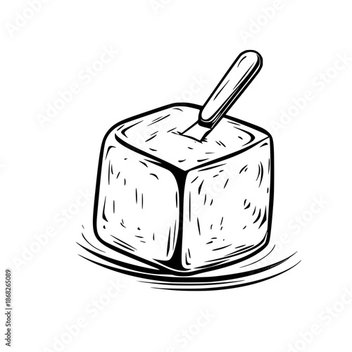 Frozen Time: Minimalist Line Art Fudge Cutter Action | Clean, isolated vector art for creative projects.