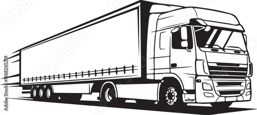 Semi Truck Driving on the Highway Illustration