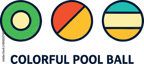 Colorful Pool Ball Icons Set