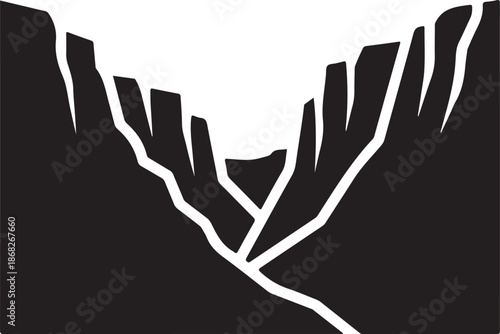 Abstract Mountain Valley Silhouette Nature Landscape Design