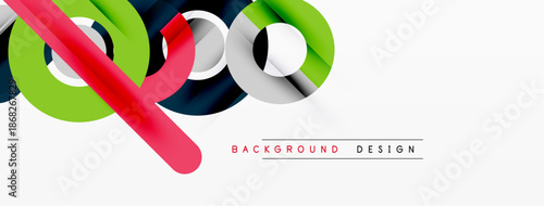 Abstract colorful lines create dynamic composition. Modern design elements suggest innovation, energy, visual appeal. Simple background enhances shapes.