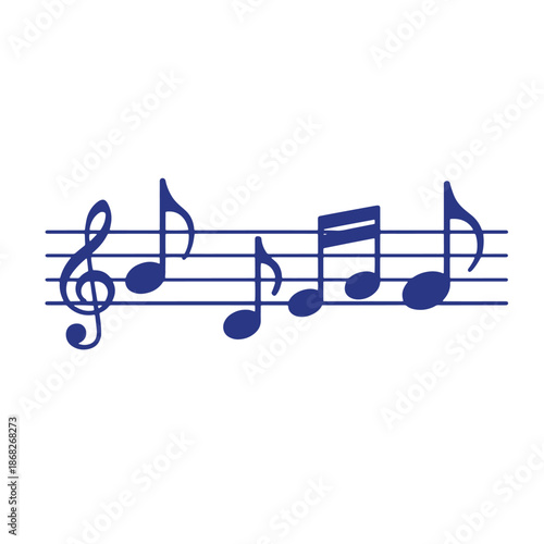 Musical Notes on Staff Line Illustration