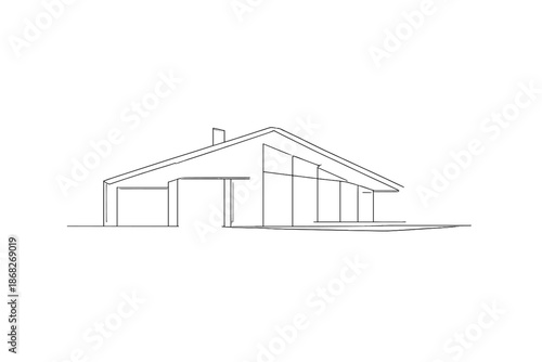 Minimalist Winter Architecture. Cold climate architecture minimalism. Minimalistic one-line drawing functional
