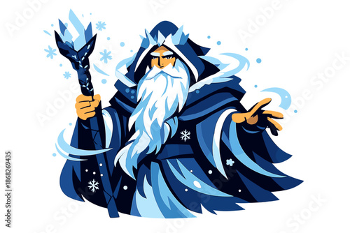 Frost Wizard Legend. Ancient Frost Wizard. An older wizard with a long icy beard and cracked frozen staff.