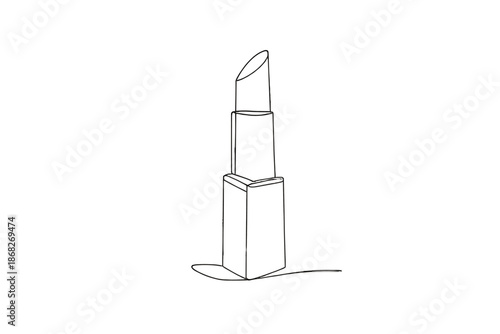 Elegant Lipstick Outline. Luxury lipstick snow contrast. Minimalistic one-line drawing refined lipstick shape
