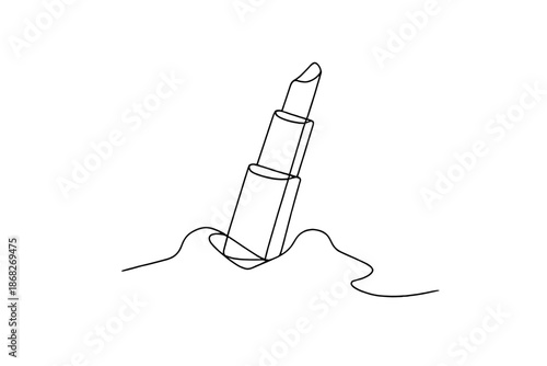 Elegant Lipstick Symbol. Fashion lipstick and snow contrast. Minimalistic one-line drawing elegant lipstick