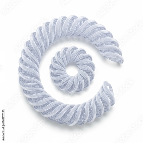 Creative twists of light purple fabric forming a swirl pattern isolated on white background