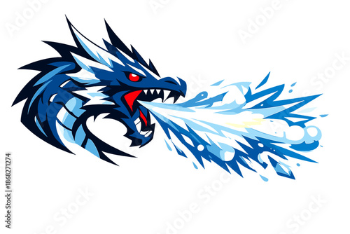 Ice Dragon Breath. Ice Dragon Breathing Frost. A dragon unleashing a stream of icy breath, freezing the air in